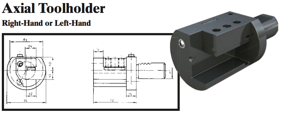 VDI Axial Toolholder (Right-Hand) - Part #: CNC86 35.5025R - Exact Tool & Supply