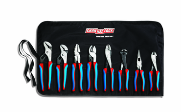 Channellock Code Blue 8 Pc. Plier Set - Contains 9.5 and 10 in. Tongue and Groove; 9 in. High Leverage Linemens; Cable Cutter; Crimping/Cutting Tool; 8 in. End Cutting; Long Nose and Diagonal Cutting Plier - Exact Tool & Supply