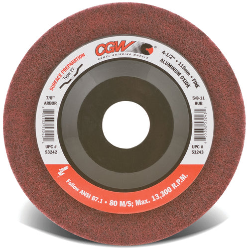 7″ × 7/8″ - Aluminum Oxide Surface Grinding Wheel - Type 27 - Maroon - Exact Tool & Supply