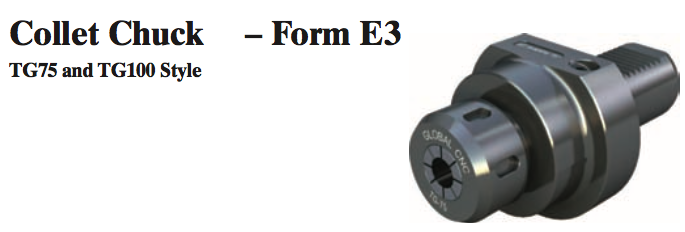 VDI Collet Chuck - Form E3 (TG75 Style) - Part #: CNC86 53.80100TG - Exact Tool & Supply