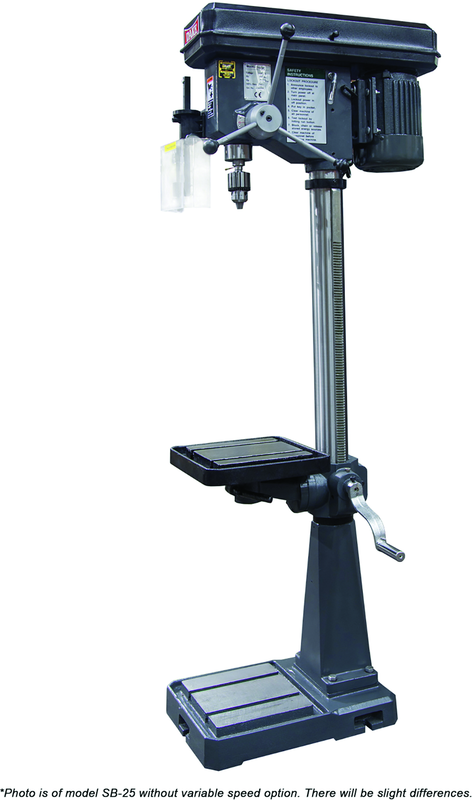 18" Floor Model Variable Speed Drill Press- SB-25V- 1" Drill Capacity, 1HP, 110V 1PH ONLY Motor - Exact Tool & Supply