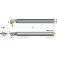 .375 Shank Coolant Thru Boring Bar- -5° (Back Boring) Lead Angle for DC_T 21.51 Style Inserts - Exact Tool & Supply