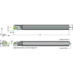 .500 Shank Coolant Thru Boring Bar- -3° Lead Angle for TPMT 21.51 Style Inserts - Exact Tool & Supply
