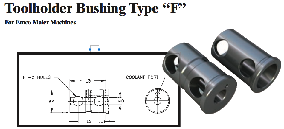 Toolholder Bushing Type ÒFÓ (For Emco Maier Machines) - Part #: CNC86 E86-80F 20mm - Exact Tool & Supply