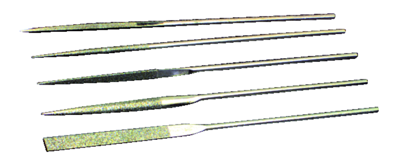 10 Pc. 3" Diamond Length - 5-1/2" OAL - Med Grit - Diamond Needle File Set - Exact Tool & Supply