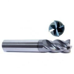 1" Dia. - 1-1/2" LOC - 4" OAL - .030 Radius 4 FL Carbide S/E HP End Mill-Uncoated - Exact Tool & Supply