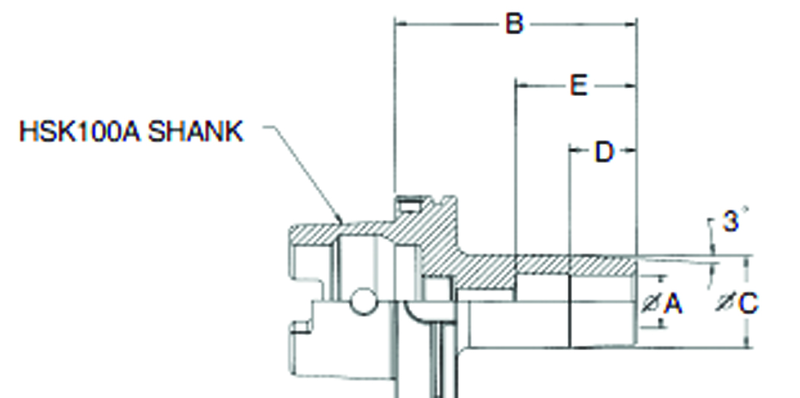 1/2" HSK100A Shrink Fit Toolholder - 3.15" Gauge Length - Exact Tool & Supply