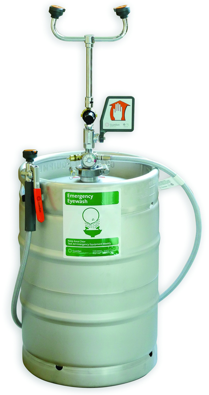 Guardian self-contained eyewash/drench hose unit is ideal for use in low traffic areas, and where a continuous supply of potable water is unavailable for plumbed units. Unit is heated and insulated to endure low or freezing temperatures. - Exact Tool & Supply