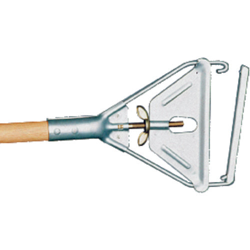 Invader - Easy Change Wet Mop Handle - Large Steel Head - Wood Handle - Should be used with 5″ headband mops only - Exact Tool & Supply