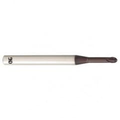 1mm Dia. - 60mm OAL - Carbide - Ball End HP End Mill-2 FL - Exact Tool & Supply