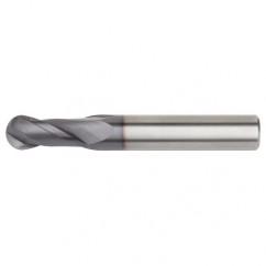3/16x3/16x1x4 Ball Nose 2FL Carbide End Mill-Round Shank-TiAlN - Exact Tool & Supply