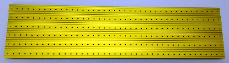 5/8" 6PC Milling T-Slot Cover Set; Anodized Aluminum Cover with Holes Drilled; 15-3/4" Long x 5/8" Wide - Exact Tool & Supply