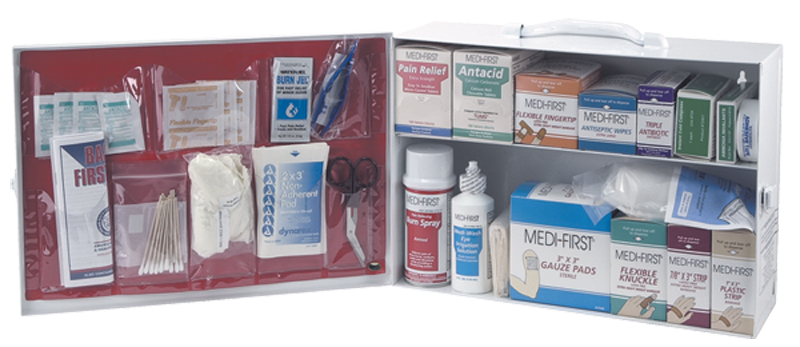 First Aid Kit - 2-Shelf Industrial Cabinet - Exact Tool & Supply