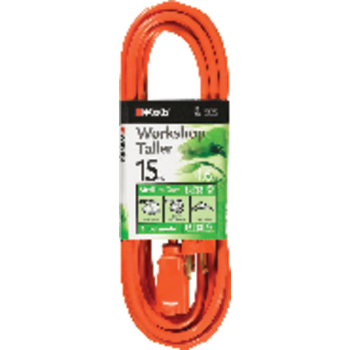 Extension Cord - 15' Medium Duty 1-Outlet (Outdoor Style) - Exact Tool & Supply