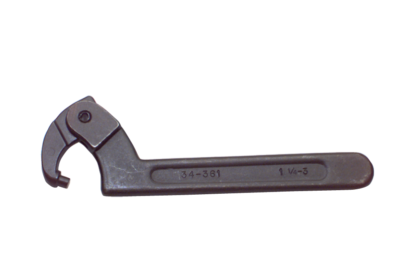 1-1/4 to 3'' Dia. Capacity - 7-1/2'' OAL - Adjustable Pin Spanner Wrench - Exact Tool & Supply