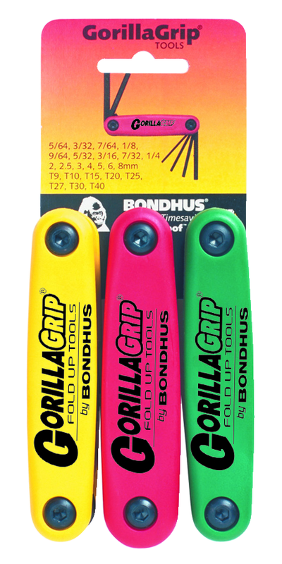 24 Piece - Color Coded. w/ProGuard Finish - Includes 12587 - 7 Piece Tool (2mm-8mm); 12589 - 9 Piece Tool (5/64"-1/4") & 12634 - 8 Piece Tool (T9-T40) - GorillaGrip Fold Up Tool Triple Pack - Exact Tool & Supply