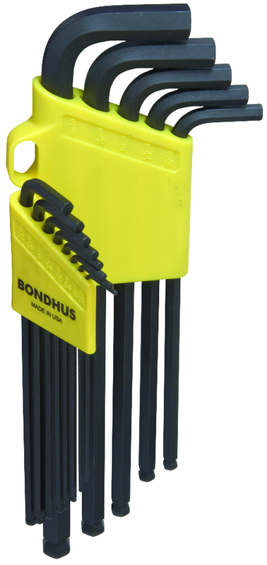 13 Piece - w/ProGuard Finish - Long Arm - Packaged in Swing Open Color Coded Case - Balldriver Tip Hex Key L-Wrench Set - Exact Tool & Supply