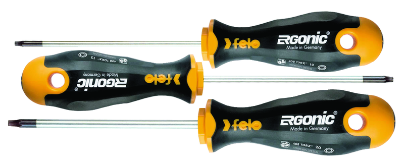 3 Piece - Torx Tip Ergonic Screwdrivers - Impact-Proof Handle with Hanging Hole - Set Includes Torx Sizes: T10; T15 & T20 - Exact Tool & Supply