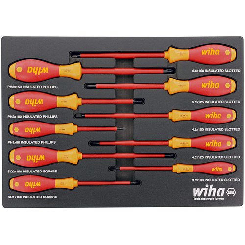 10 Piece Insulated SoftFinish® Cushion Grip Screwdriver Tray Set - Exact Tool & Supply