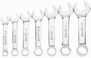 Snap-On/Williams Combination Wrench Set -- 7 Pieces; Chrome 12-Point; Set Includes: 3/8; 7/16; 1/2; 9/16; 5/8; 11/16; 3/4" - Exact Tool & Supply