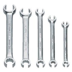 Snap-On/Williams Flare Nut Wrench Set -- 5 Pieces; 6PT Satin Chrome; Includes Sizes: 3/8 x 7/16; 1/2 x 9/16; 5/8 x 11/16; 3/4 x 1; 7/8 x 1-1/8" - Exact Tool & Supply