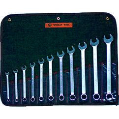 Wright Tool Fractional Combination Wrench Set -- 11 Pieces; 12PT Chrome Plated; Includes Sizes: 3/8; 7/16; 1/2; 9/16; 5/8; 11/16; 3/4; 13/16; 7/8; 15/16; 1"; Grip Feature - Exact Tool & Supply