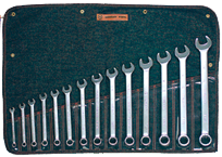 Wright Tool Fractional Combination Wrench Set -- 14 Pieces; 12PT Chrome Plated; Includes Sizes: 3/8; 7/16; 1/2; 9/16; 5/8; 11/16; 3/4; 13/16; 7/8; 15/16; 1; 1-1/16; 1-1/8; 1-1/4"; Grip Feature - Exact Tool & Supply
