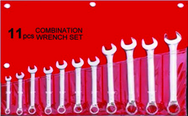 11 Piece - 12 Point - 6; 8; 9; 10; 11; 12; 13; 15; 17; 18; 19mm - Metric Combination Wrench Set - Exact Tool & Supply
