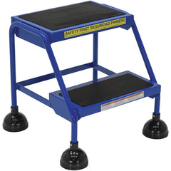 Spring Loaded Roll Ladder 2 Step Blue - Exact Tool & Supply