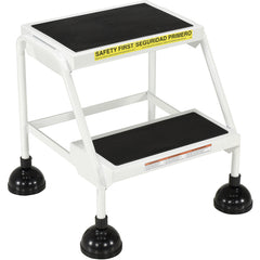 Spring Loaded Roll Ladder 2 Step White - Exact Tool & Supply