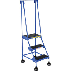 Spring Loaded Roll Ladder 3 Step Blue - Exact Tool & Supply
