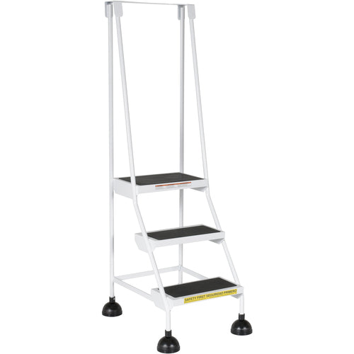 Spring Loaded Roll Ladder 3 Step White - Exact Tool & Supply