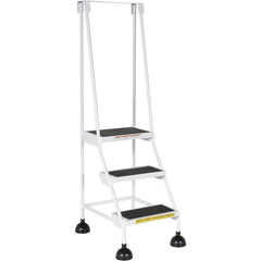 Spring Loaded Roll Ladder 3 Step White - Exact Tool & Supply