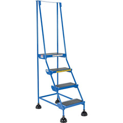 Spring Loaded Roll Ladder 4 Step Blue - Exact Tool & Supply