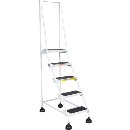 Spring Loaded Roll Ladder 5 Step White - Exact Tool & Supply