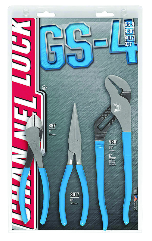 Channellock Combo Pliers Set -- #GS4; 3 Pieces; Includes: 7-1/2" Long Nose; 7" Cutting; 10" Tongue & Groove - Exact Tool & Supply