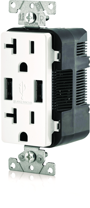 20 Amp; 125 Volt; Black USB Duplex Receptical - Exact Tool & Supply
