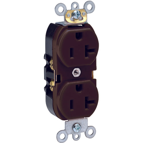 20 A; 125 Volt; NEMA 5-20R; 3W; Straight Blade Wiring Device - Brown - Exact Tool & Supply