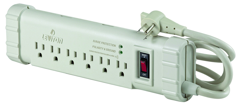 15 Amp; 120 Volt; 6 Plug Office Grade Surge Strip - Beige - Exact Tool & Supply