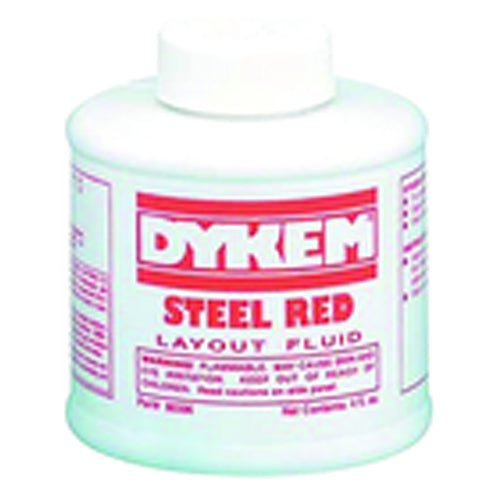 Layout Fluid - Brush-in-Cap Bottle - Red - 4.0 oz - Exact Tool & Supply