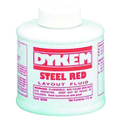 Layout Fluid - Brush-in-Cap Bottle - Red - 4.0 oz - Exact Tool & Supply