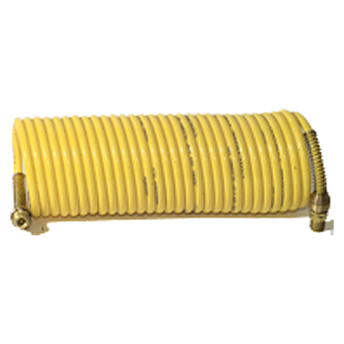 Model N14-17A - 1/4″ MPT × 17 Feet - Yellow Nylon - 1-Swivel × 1- RigInside Diameter Fitting(s) - Recoil Air Hose - Exact Tool & Supply