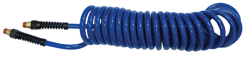 #PU1410BB - 1/4 MPT x 10 Feet - Dark Blue Polyurethane - 1-Swivel Fitting(s) - Self-Storing Hose - Exact Tool & Supply