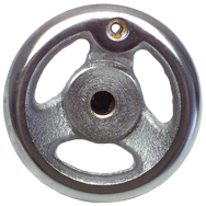 Polished Chrome Plated Handwheel - 12'' Wheel Diameter; 2-5/32'' Hub Diameter; 1/2-13 Threaded Handle Hole; 3/4'' Threaded Center Hole - Exact Tool & Supply