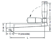 Bored Foldable Crank Handle - 5/8'' Hole Diameter; 2-1/2'' Handle Length; 4.92'' Width - Exact Tool & Supply