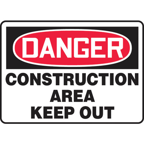 Sign, Danger Construction Area Keep Out, 7″ × 10″, Vinyl - Exact Tool & Supply