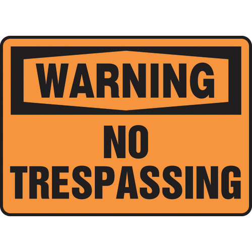Sign, Warning No Trespassing, 10″ × 14″, Plastic - Exact Tool & Supply