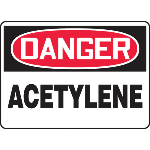 Sign, Danger Acetylene, 7″ × 10″, Aluminum - Exact Tool & Supply
