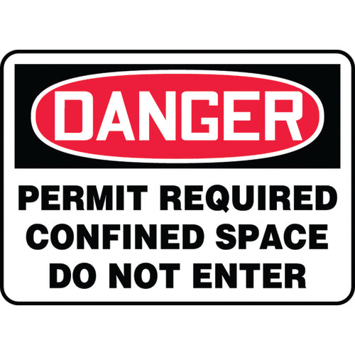 Sign, Danger Permit Required Confined Space Do Not Enter, 10″ × 14″, Plastic - Exact Tool & Supply