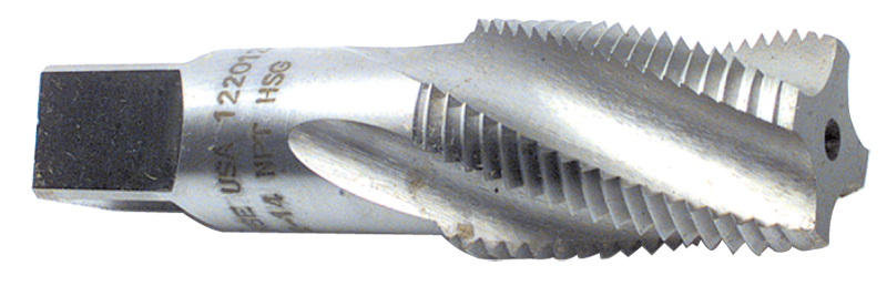 1/4-18 Dia. - 4 FL - HSS - Bright Spiral Flute Taper Pipe Tap - Exact Tool & Supply